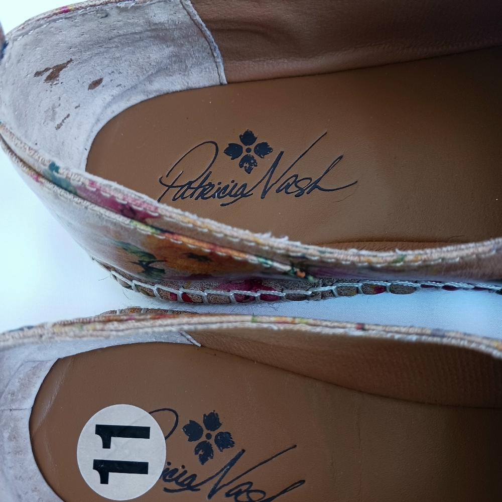 New PATRICIA NASH Italian Leather Espradrills Floral Print Resort Flats Size 11 - Picture 11 of 13